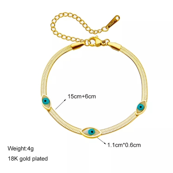 18K Gold Plated Evil Eye Bracelet - Picture 3 of 5